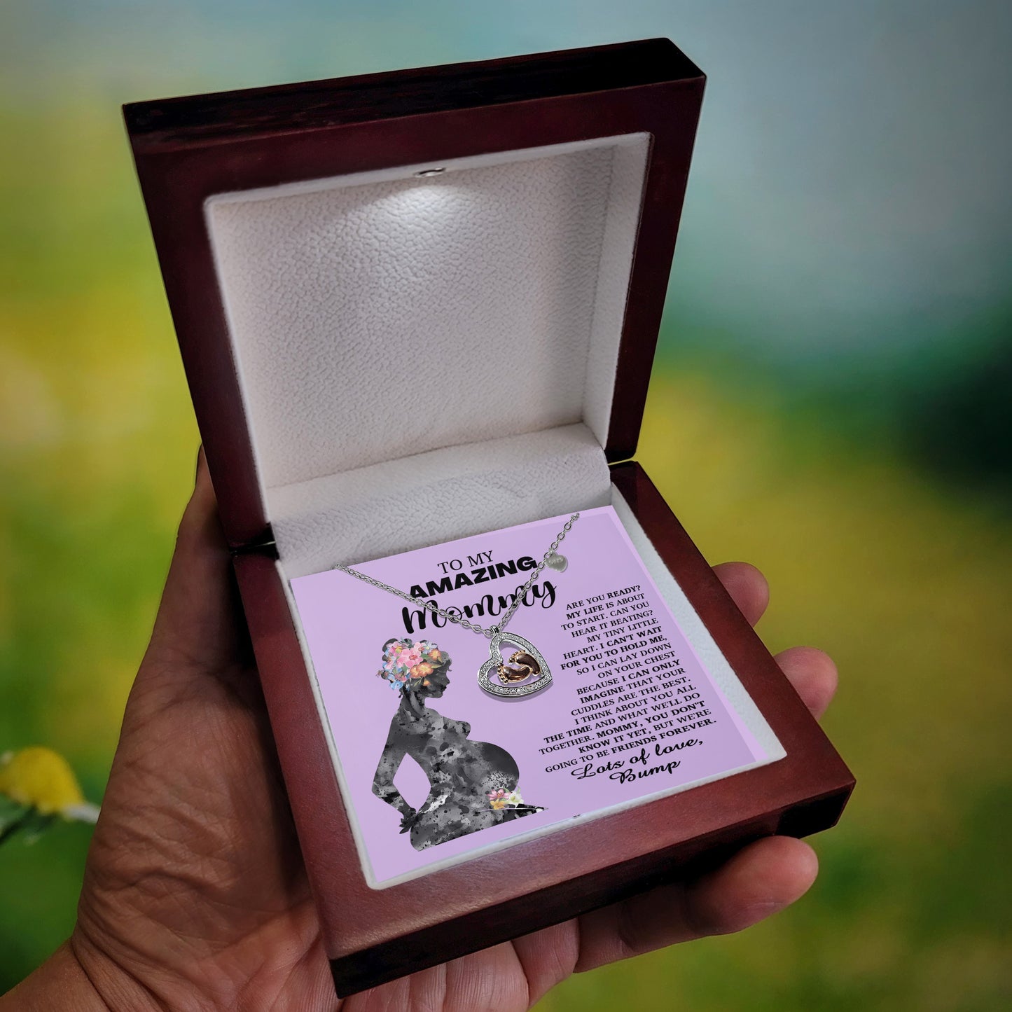 To My Amazing Mommy Pregnancy Gift Baby Feet Charn Necklace Lots of Love from the Bump - Mallard Moon Gift Shop