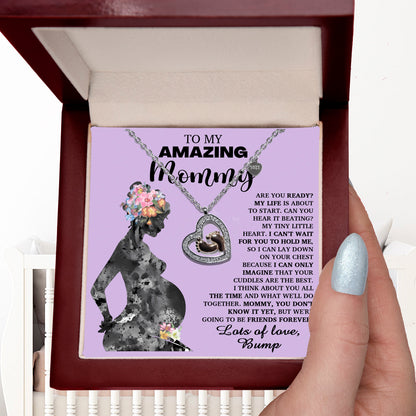 To My Amazing Mommy Pregnancy Gift Baby Feet Charn Necklace Lots of Love from the Bump - Mallard Moon Gift Shop