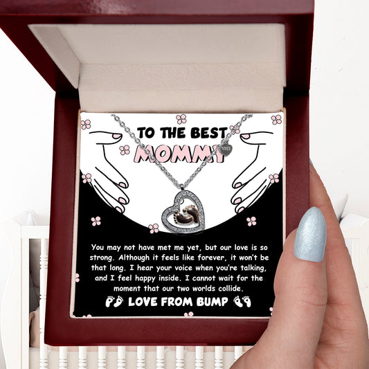 Best Mommy Pregnancy Gift Love from the Bump Baby Feet Charm Necklace - Mallard Moon Gift Shop