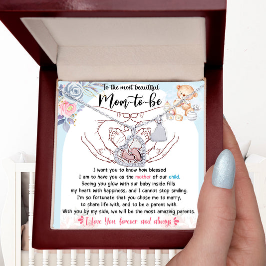 Pregnancy Mom-to-be Baby Feet Charm Necklace Gift from Husband - Mallard Moon Gift Shop