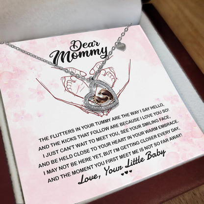 Dear Mommy I Can't Wait to Meet You Pregnancy Gift Baby Feet Pendant Necklace - Mallard Moon Gift Shop