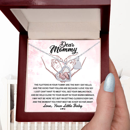 Dear Mommy I Can't Wait to Meet You Pregnancy Gift Baby Feet Pendant Necklace - Mallard Moon Gift Shop