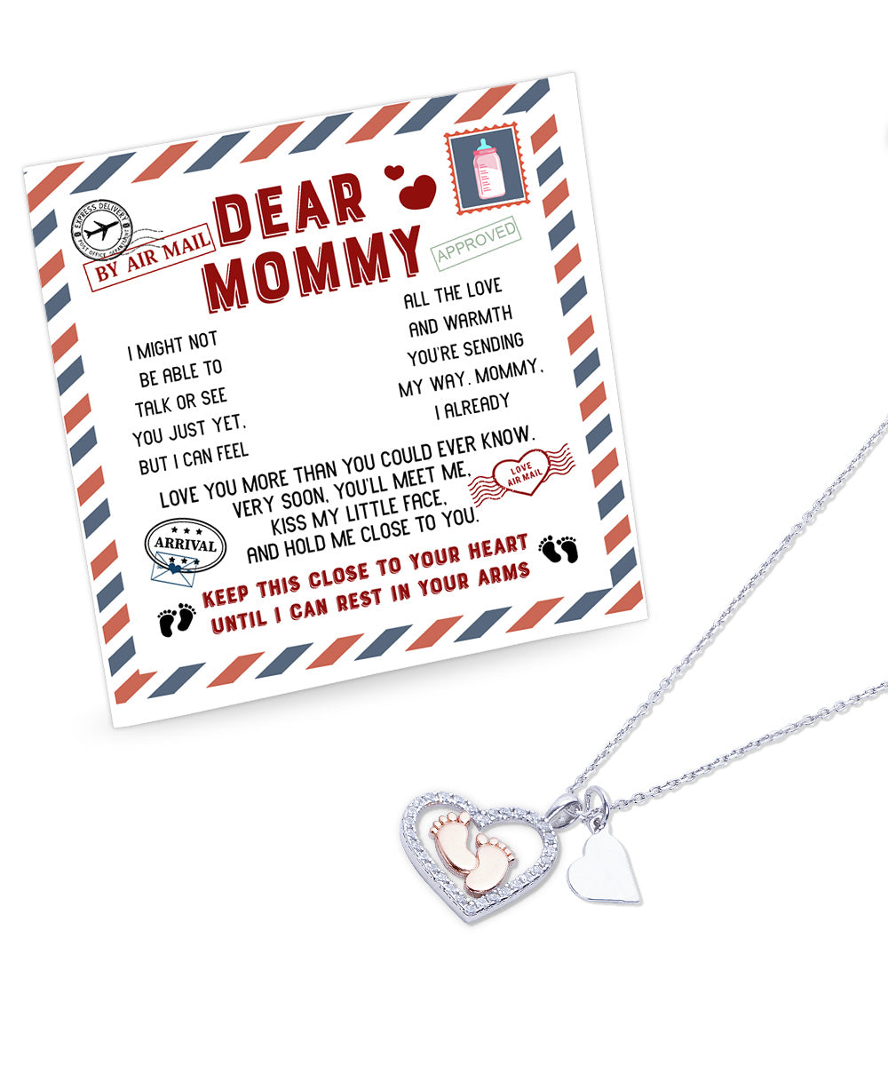 Dear Mommy Keep this Baby Feet Necklace Close to Your Heart Until I Cat Rest In Your Arms - Mallard Moon Gift Shop