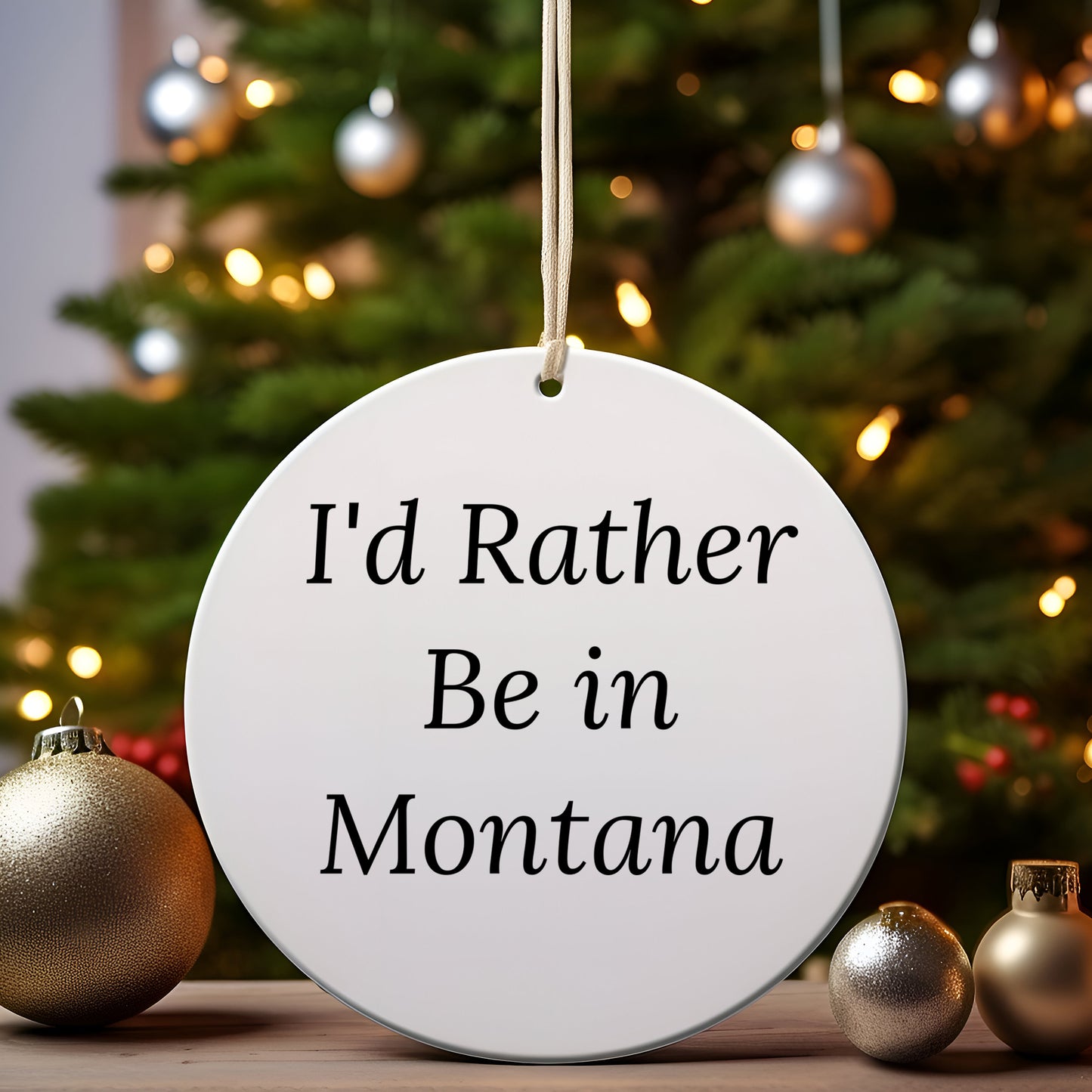 Montana Circle Ornament Gifts from Friends, I'd Rather Be In Montana, Christmas Unique