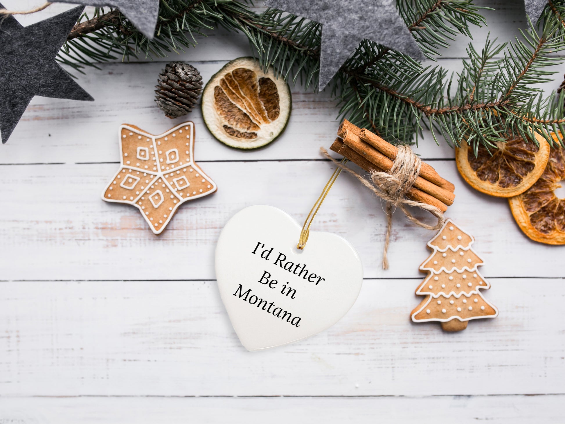 Montana Gifts from Home - 'I'd Rather Be In Montana' Heart Ornament, Christmas Gift