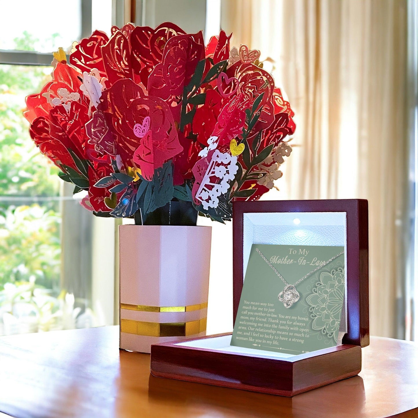 Mother-In-Law Gift - I Feel Lucky to Have A Strong Woman in My Life Love Knot Necklace - Mallard Moon Gift Shop