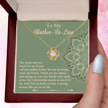 Mother-In-Law Gift - I Feel Lucky to Have A Strong Woman in My Life Love Knot Necklace - Mallard Moon Gift Shop