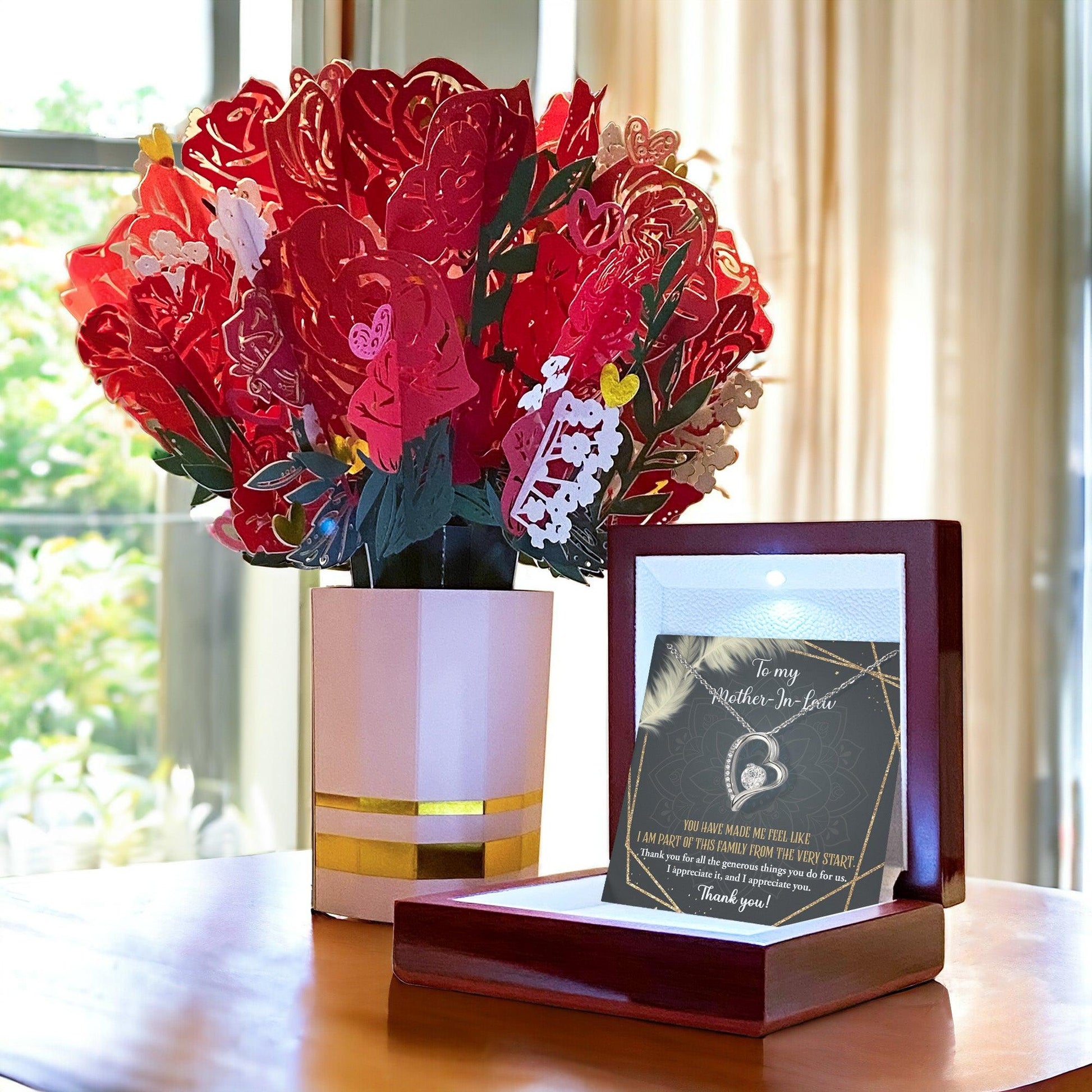 To Mother-In-Law I Appreciate All The Things You Do For Us Forever Love Heart Pendant Necklace - Mallard Moon Gift Shop