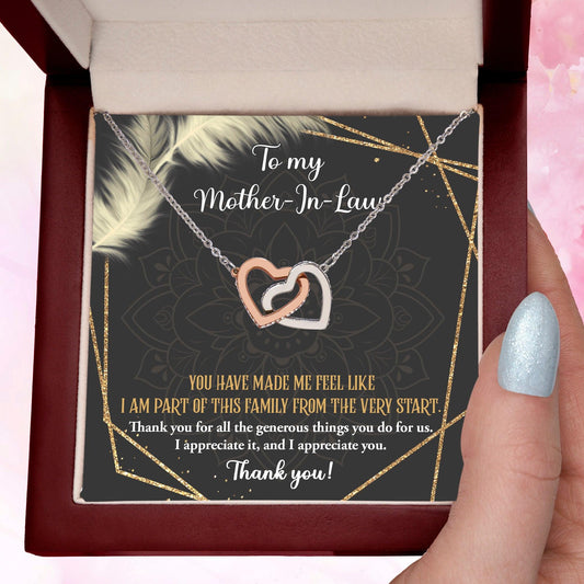 Gift for Mother-in-Law You are Appreciated Interlocking Hearts Necklace - Mallard Moon Gift Shop