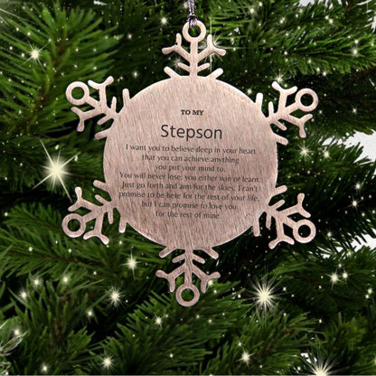 Motivational Stepson Snowflake Ornament, Stepson I can promise to love you for the rest of mine, Christmas Birthday Gift