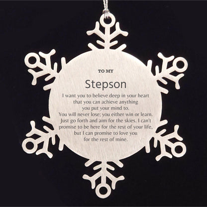 Motivational Stepson Snowflake Ornament, Stepson I can promise to love you for the rest of mine, Christmas Birthday Gift