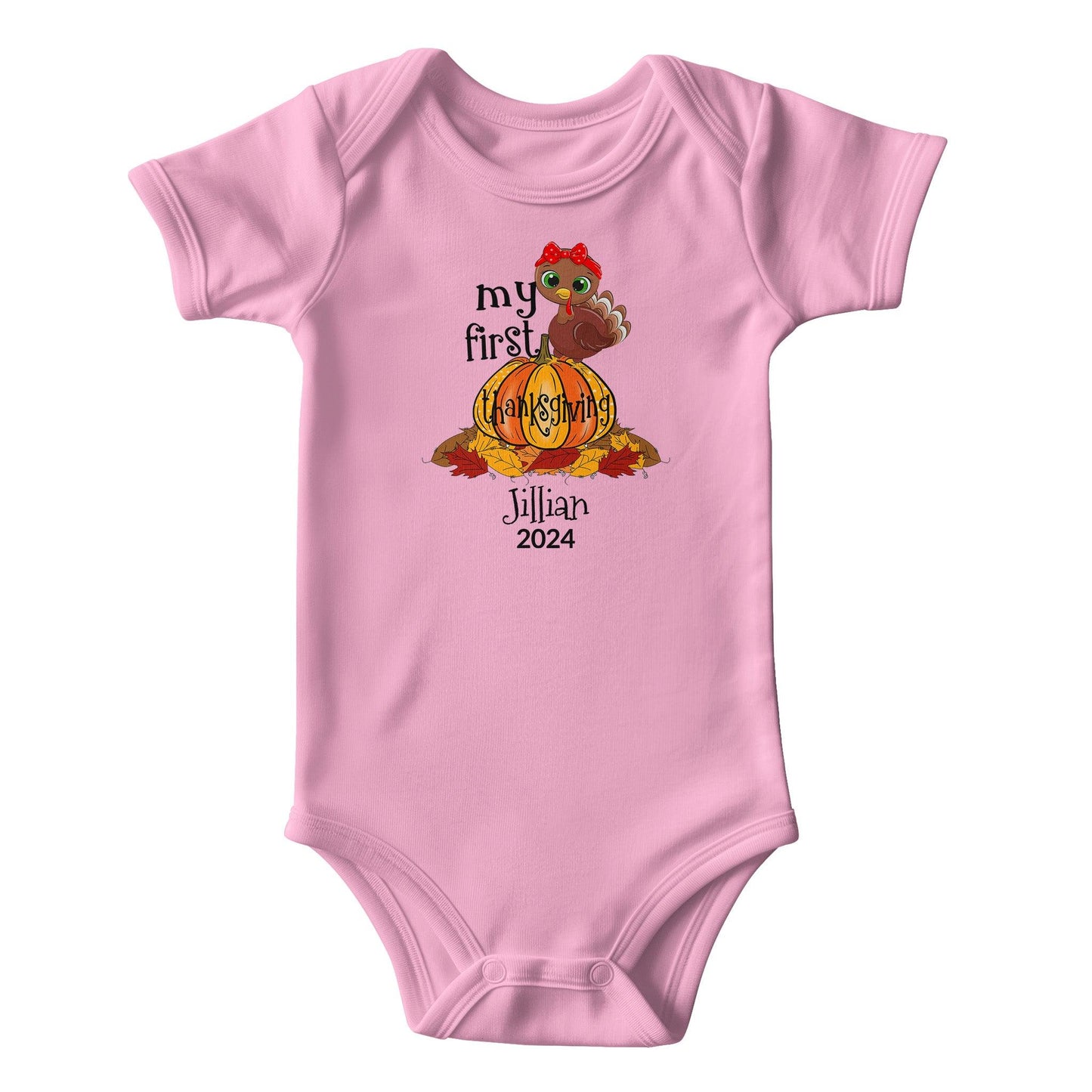 Baby's First Thanksgiving Personalized Bodysuit - Boy or Girl Turkey - Mallard Moon Gift Shop