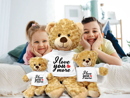Love You More - Plush Lamb, Panda, or Teddy Bear with Tee Shirt Romantic Gift for Sweetheart - Mallard Moon Gift Shop