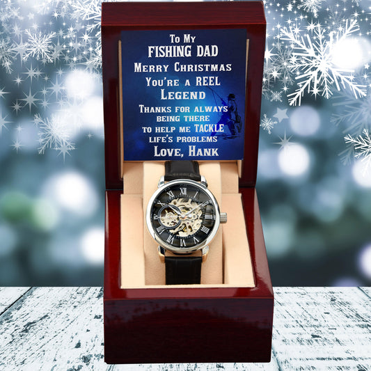 Fishing Dad Personalized Gift for a Fisherman Openwork Watch - Mallard Moon Gift Shop