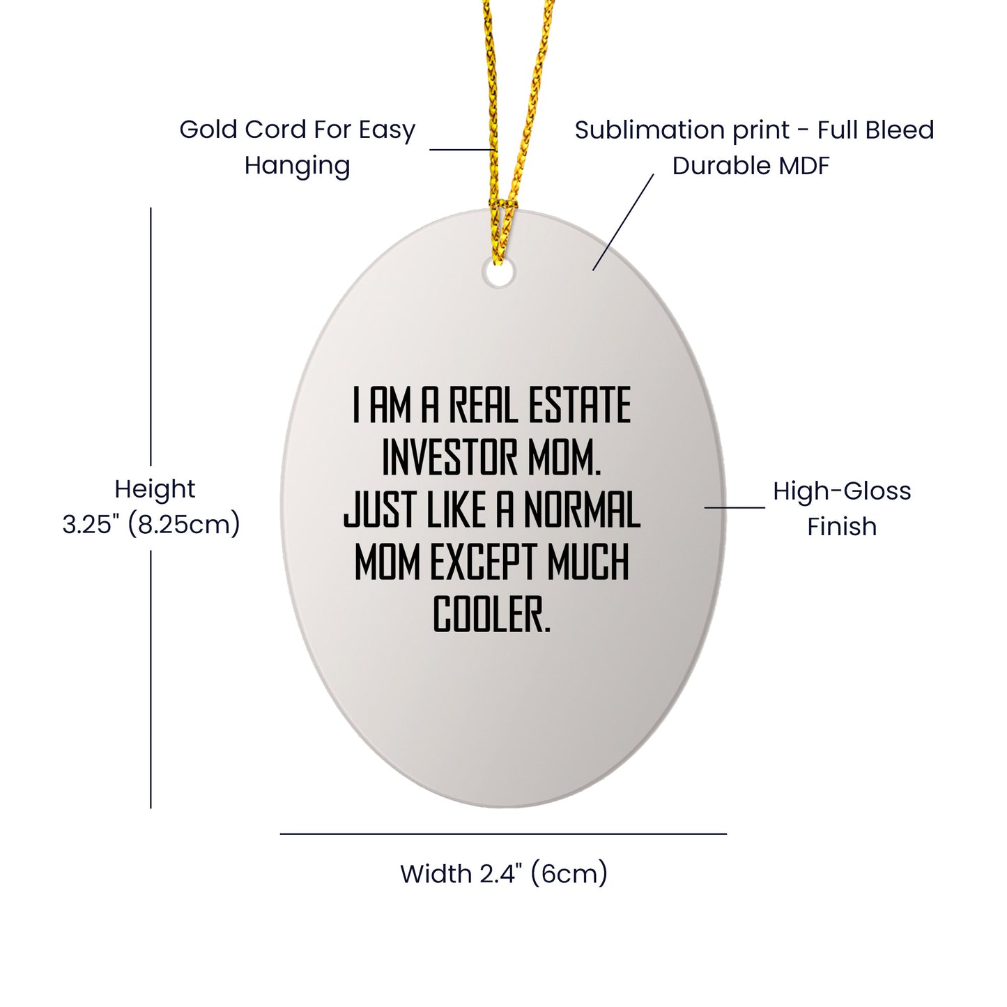 Real Estate Investor Gifts from Friends - Oval Ornament with Funny Quote - Christmas Unique Presents for Real Estate Investor Mom - Mallard Moon