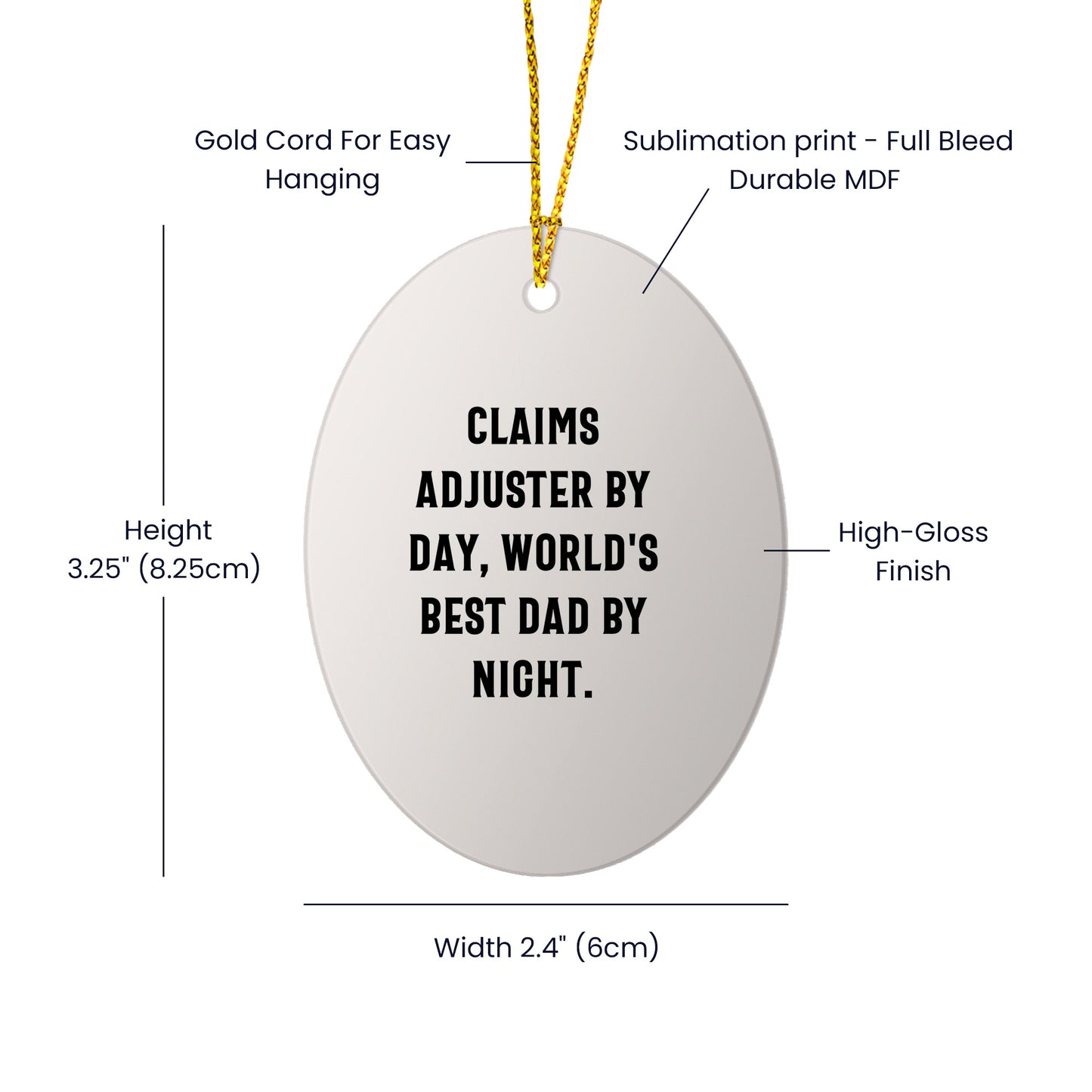 Claims Adjuster Gifts, Funny Quote Oval Ornament for Christmas - Gifts from Friends, Coworkers, Family - Mallard Moon