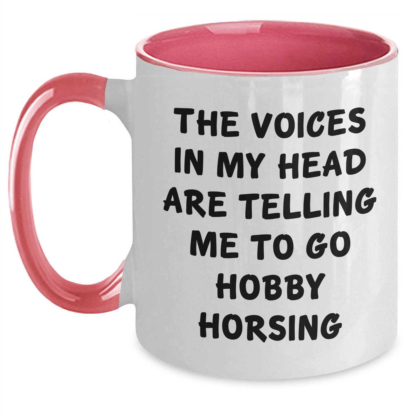 Funny Hobby Horsing Gifts for Men from Family - The Voices In My Head Are Telling Me To Go Hobby Horsing Two Tone Coffee Mug for Father's Day - Main