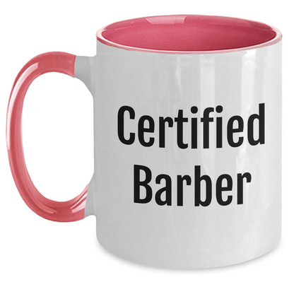 Funny Certified Barber Gifts for Men - Two Tone Coffee Mug, Dad's Day Unique Gifts from Friends, Family, Coworkers - Main
