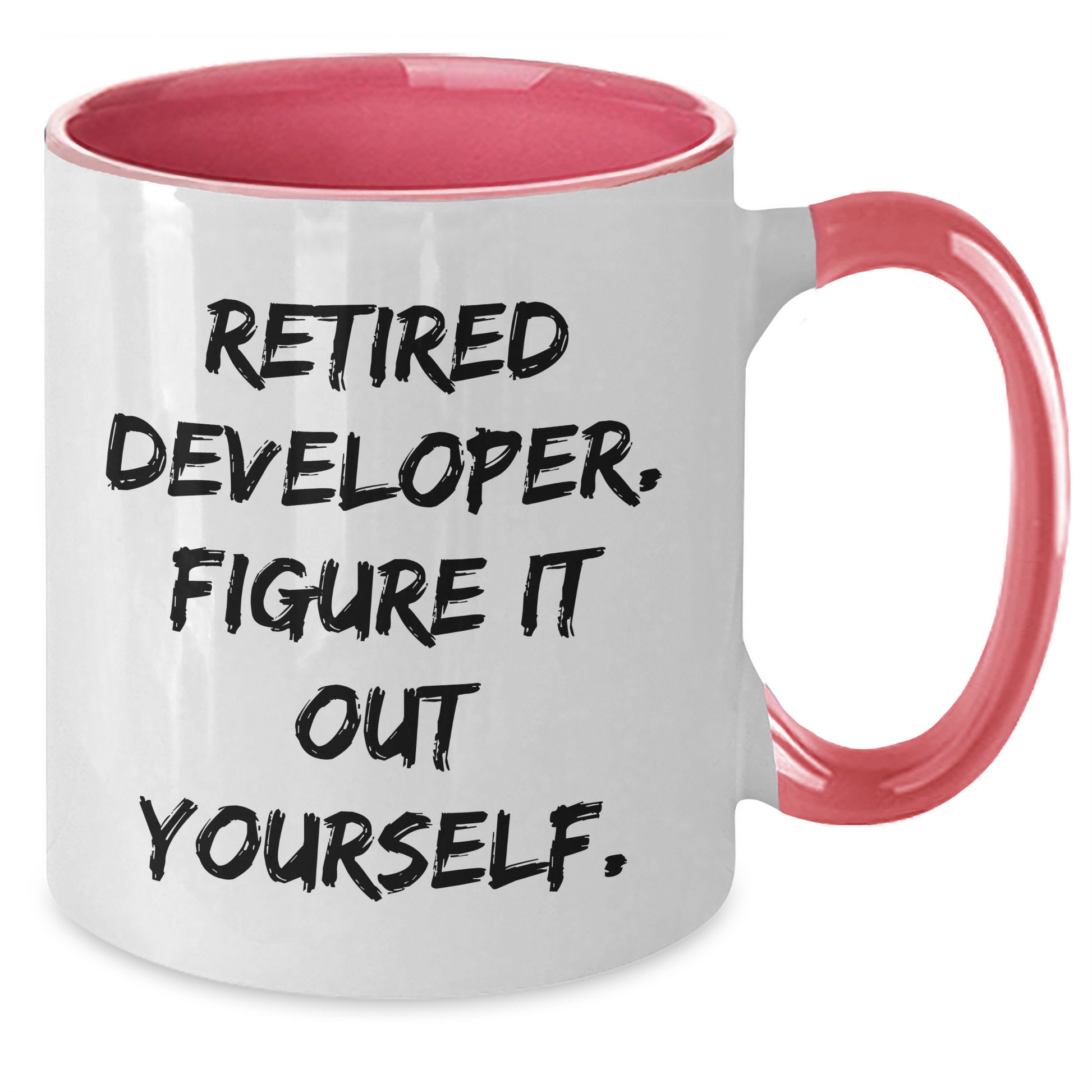 Funny Developer Gifts: 'Retired Developer. Figure It Out Yourself.' Two Tone Coffee Mug for Mom's Day from Family - Additional