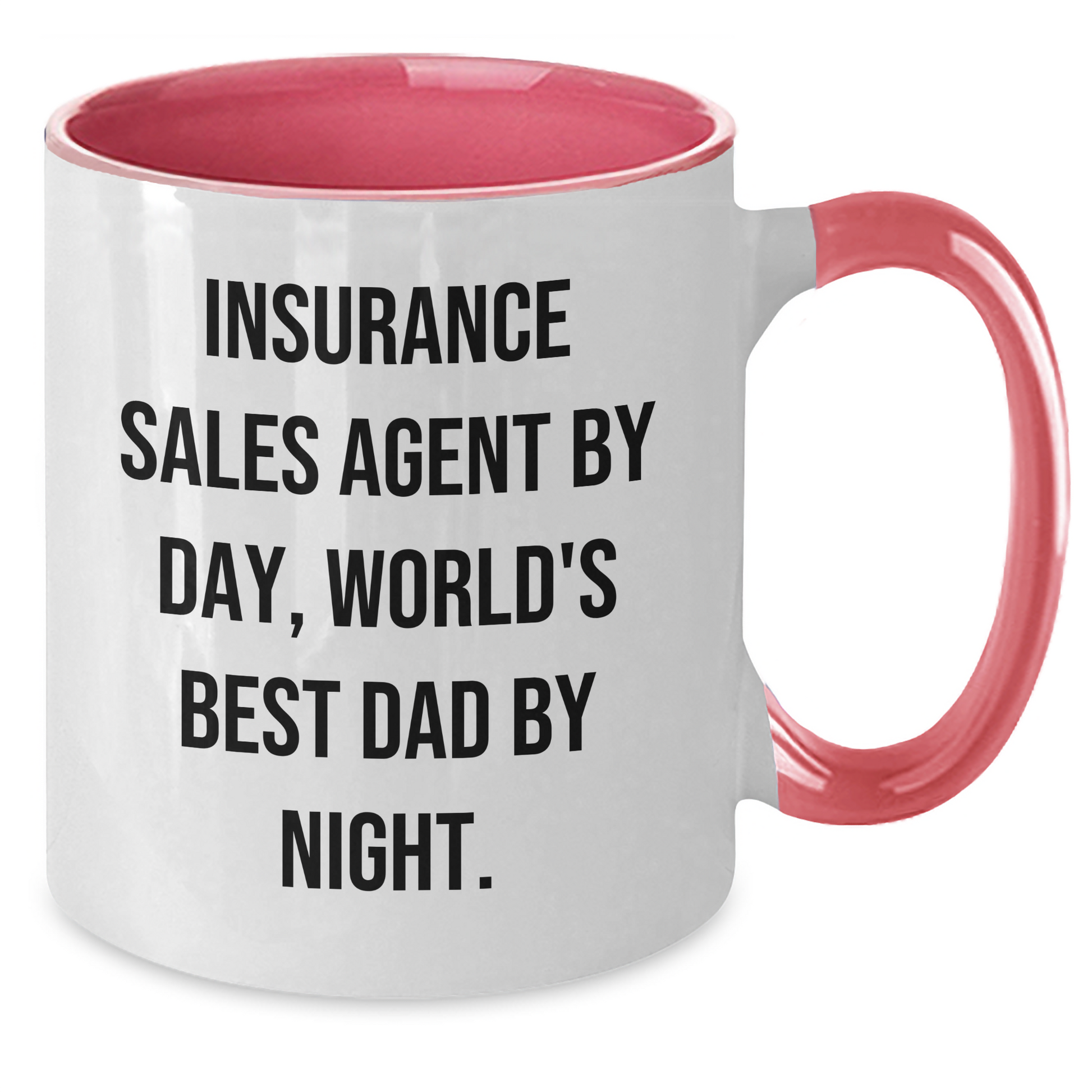 Insurance Sales Agent Funny Mug Gifts from Men Friends Family, Two Tone Coffee Mug for Insurance Sales Agent By Day, World's Best Dad By Night. - Additional