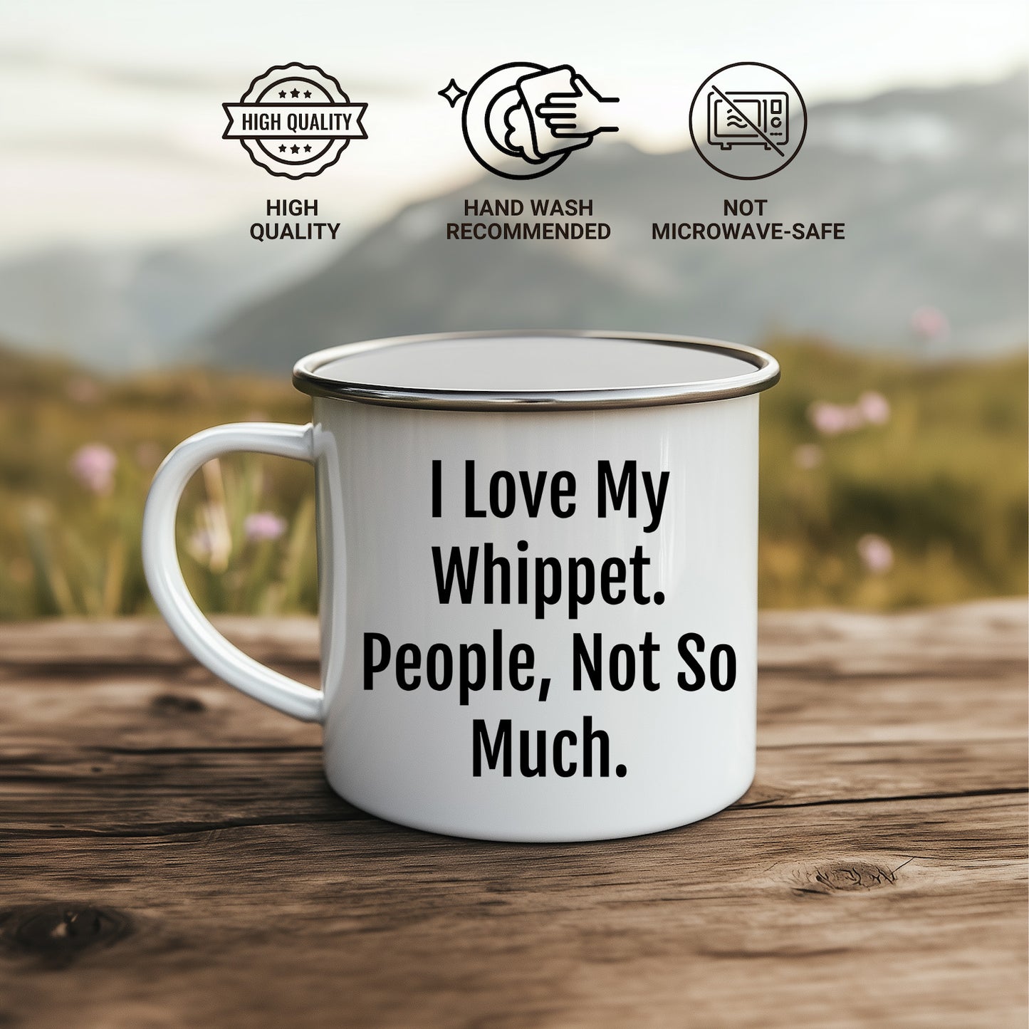 Whippet Dog Camping Mug | Funny Sarcastic I Love My Whippet People Not So Much Gifts for Whippet Dog Lovers | Cute Unique Gifts for Mother's Day - Mallard Moon Gift Shop