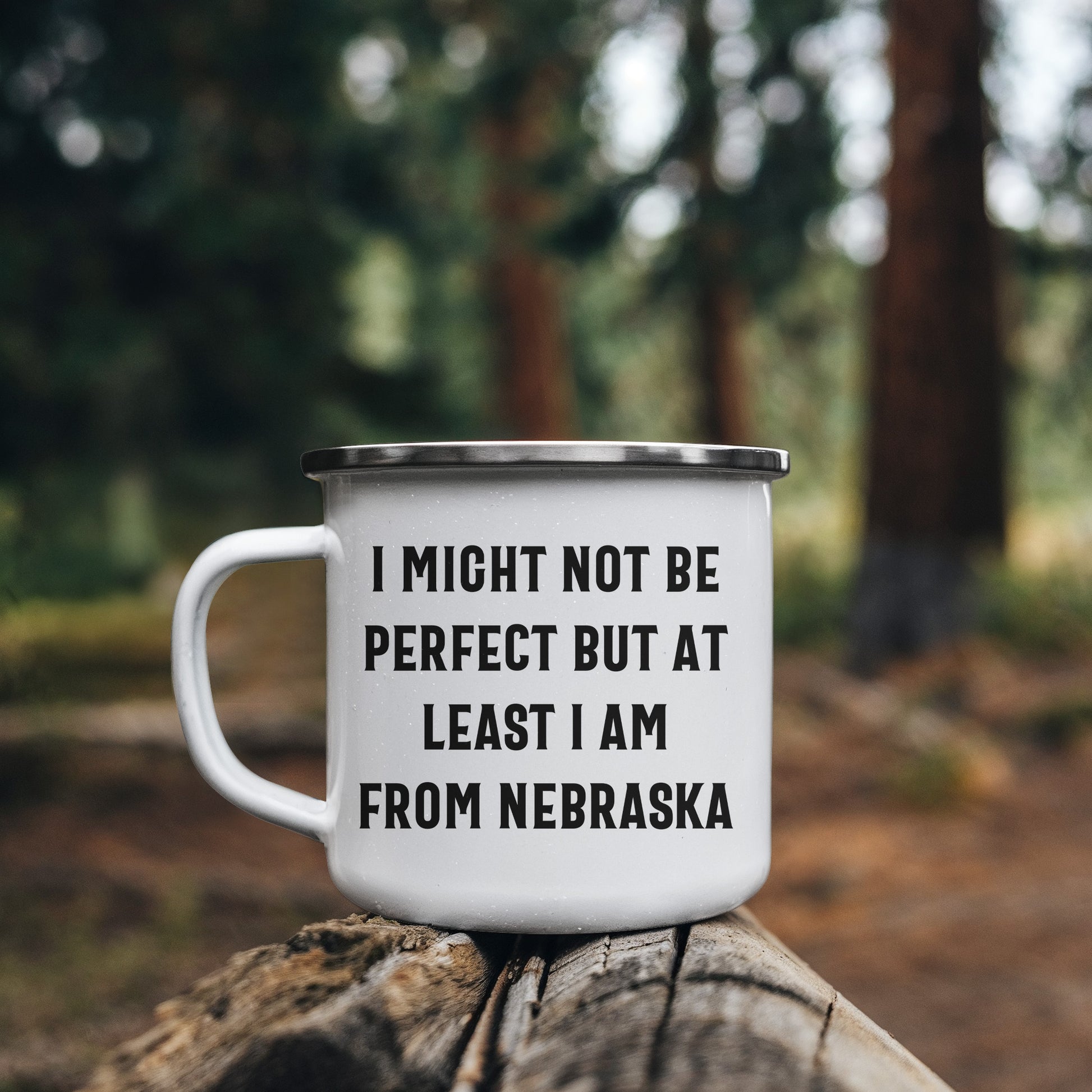 Funny Nebraska Gifts from Friends to Family - I Might Not Be Perfect But At Least I Am From Nebraska Camping Mug for Mother's Day - Mallard Moon