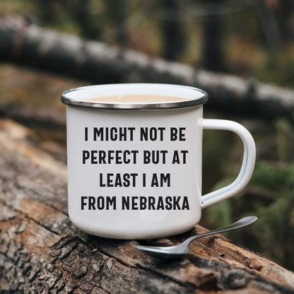 Funny Nebraska Gifts from Friends to Family - I Might Not Be Perfect But At Least I Am From Nebraska Camping Mug for Mother's Day - Mallard Moon