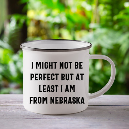 Funny Nebraska Gifts from Friends to Family - I Might Not Be Perfect But At Least I Am From Nebraska Camping Mug for Mother's Day - Mallard Moon