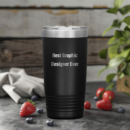 Funny Graphic Designer Gifts from Friends for Graduation, Best Graphic Designer Ever Tumbler, 20oz or 30oz Capacity, Stainless Steel Powder Coating, Unique Gifts for Men, Women, Coworkers, Family - Mallard Moon Gift Shop