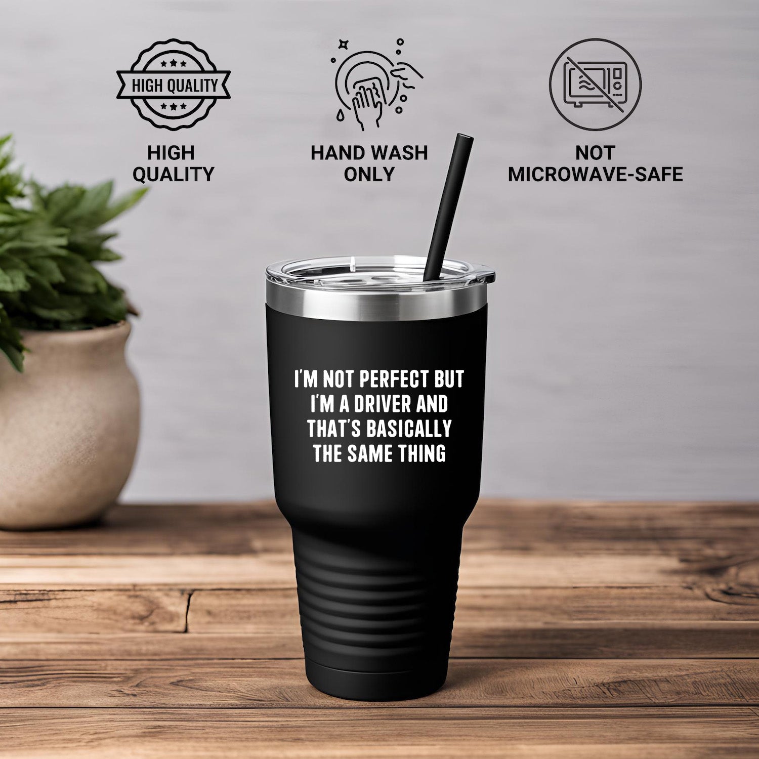 Funny Driver Tumbler – “I’m Not Perfect But I’m a Driver” Travel Mug – Gift for Truckers, Delivery Drivers, Taxi & Rideshare – 20oz & 30oz Stainless Steel Insulated Cup - Mallard Moon Gift Shop