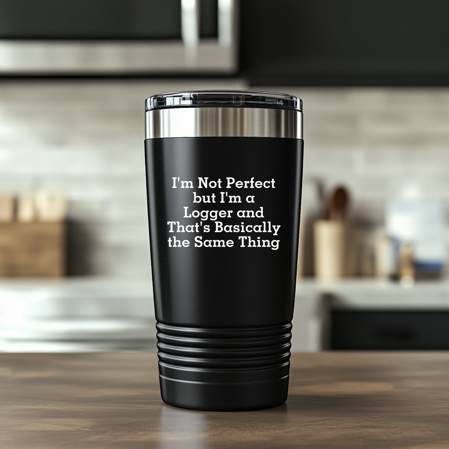 Funny Logger Gifts, 'I'm Not Perfect But I'm A Logger And That's Basically The Same Thing', Tumbler for Logger Graduation, Gifts from Family to Logger, 20oz or 30oz Capacity - Mallard Moon Gift Shop