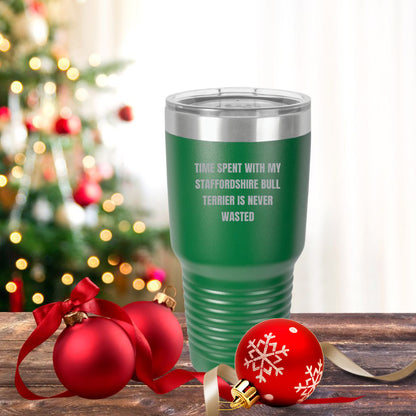 Staffordshire Bull Terrier Dog Lovers Inspired Funny Gifts for Him Her Time Spent With My Staffordshire Bull Terrier Is Never Wasted Tumbler - Mallard Moon Gift Shop