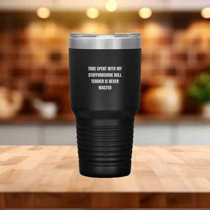 Staffordshire Bull Terrier Dog Lovers Inspired Funny Gifts for Him Her Time Spent With My Staffordshire Bull Terrier Is Never Wasted Tumbler - Mallard Moon Gift Shop