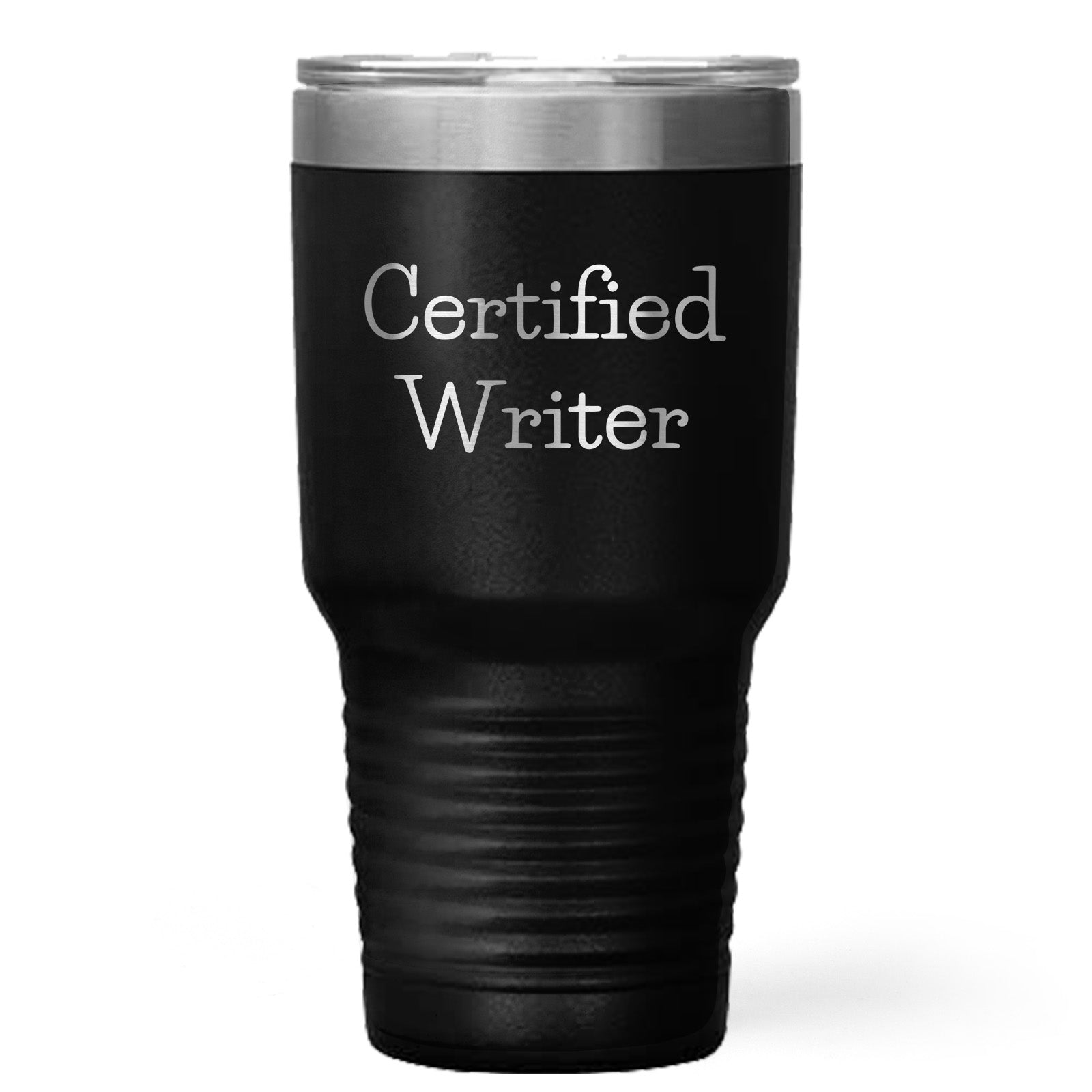 Funny Writer Gifts for Him from Friends Graduation Unique Tumblers, 'Certified Writer' Quote on Black Stainless Steel 20oz or 30oz Vacuum Insulated Tumbler - Mallard Moon Gift Shop