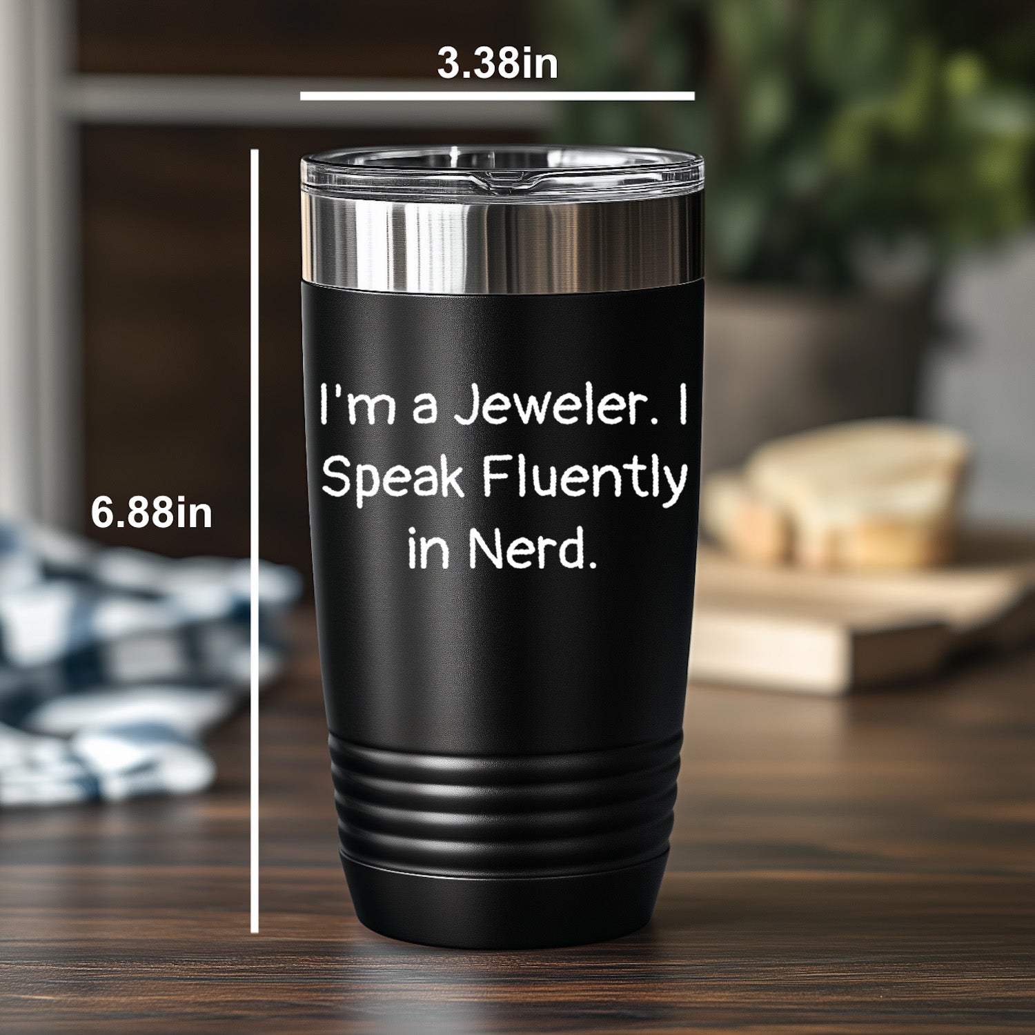 Funny Jewelers' Gifts I'm a Jeweler. I Speak Fluently in Nerd." Laser Etched Tumbler – 30oz Black Stainless Steel Insulated Travel Mug, Funny Gift for Jewelers, Nerdy Humor Cup - Mallard Moon Gift Shop
