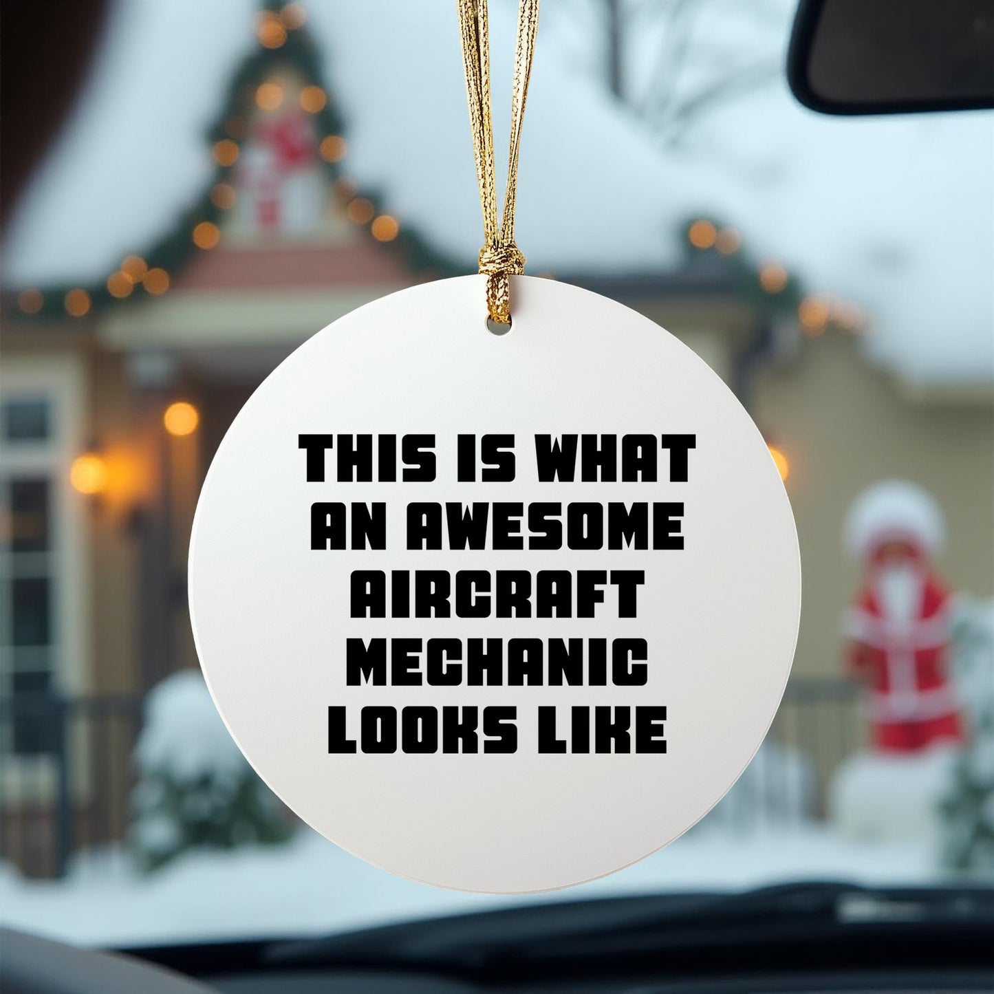 Funny Aircraft Mechanic Gifts, 'This Is What An Awesome Aircraft Mechanic Looks Like' Circle Ornament for Christmas, Gifts from Friends to Family