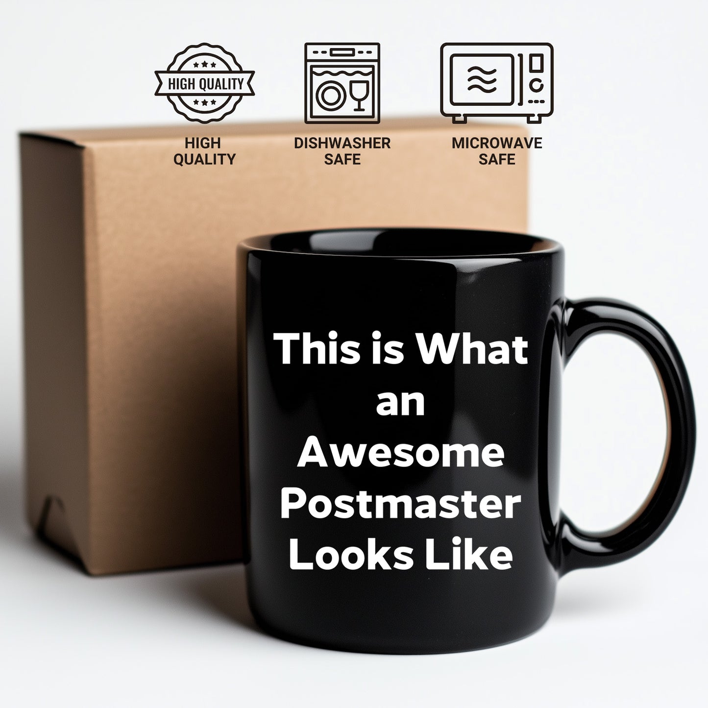 Inspirational Postmaster Gifts, Funny Black Coffee Mug for Graduation, 'This Is What An Awesome Postmaster Looks Like' Quote, Gifts from Friends, Gifts for Postmaster