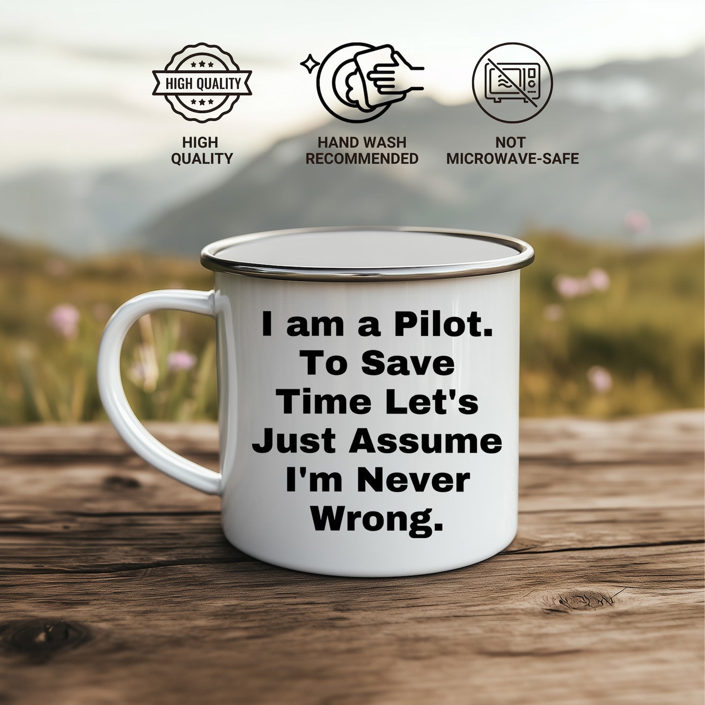 Funny Pilot Gifts from Friends, Christmas Unique Pilot Mugs Camping Mug Quote 'I Am A Pilot. To Save Time Let's Just Assume I'm Never Wrong.'