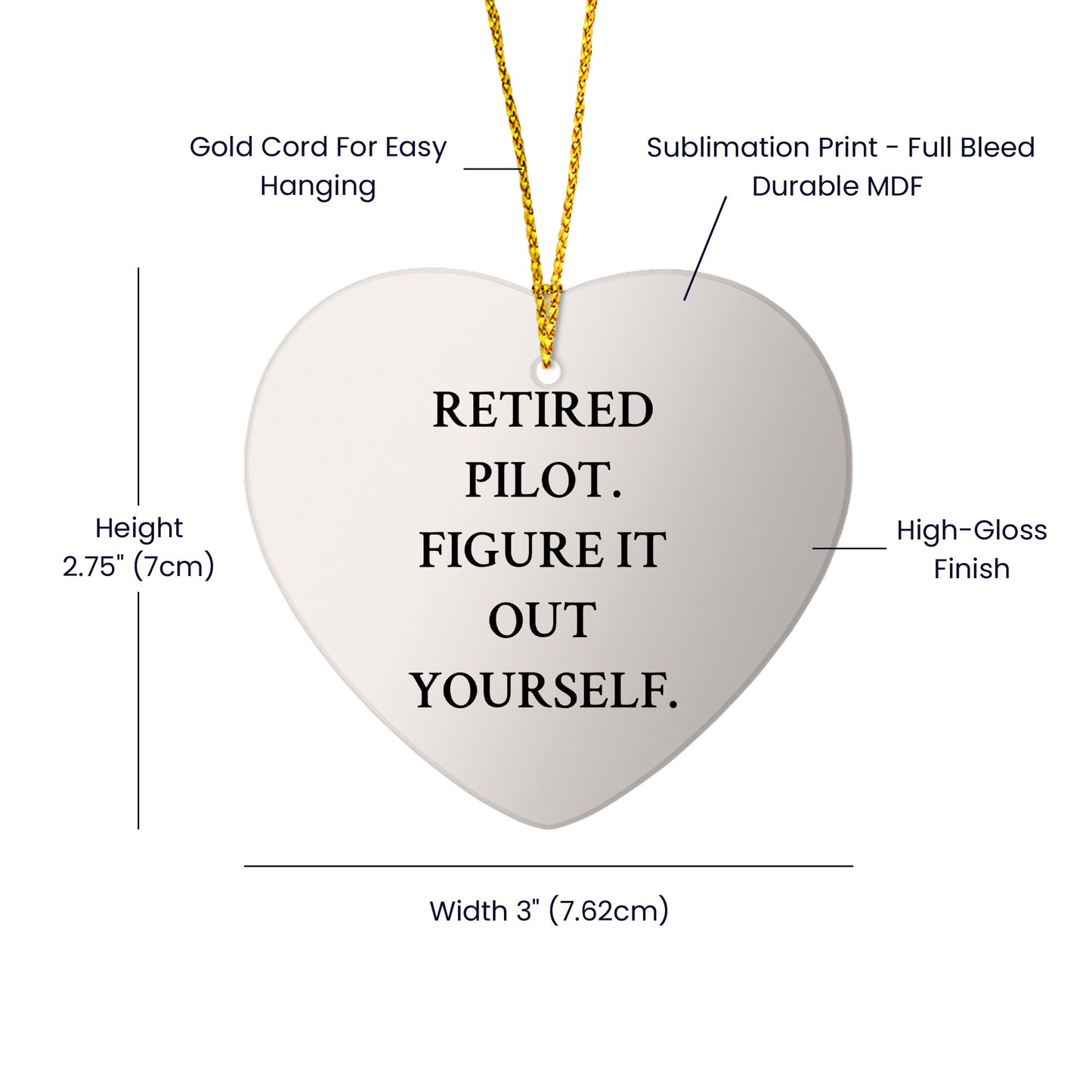 Pilot Gifts from Men to Fellow Pilots - Heart Ornament with 'Retired Pilot. Figure It Out Yourself.' Quote, Unique Christmas Unique Gift