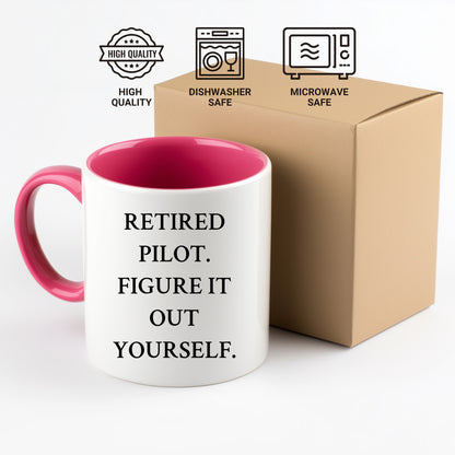 Pilot Gifts from Friends and Family - Inspirational Two Tone Coffee Mug for Retired Pilot. Figure It Out Yourself. - Graduation Unique Gifts