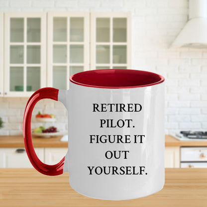 Pilot Gifts from Friends and Family - Inspirational Two Tone Coffee Mug for Retired Pilot. Figure It Out Yourself. - Graduation Unique Gifts