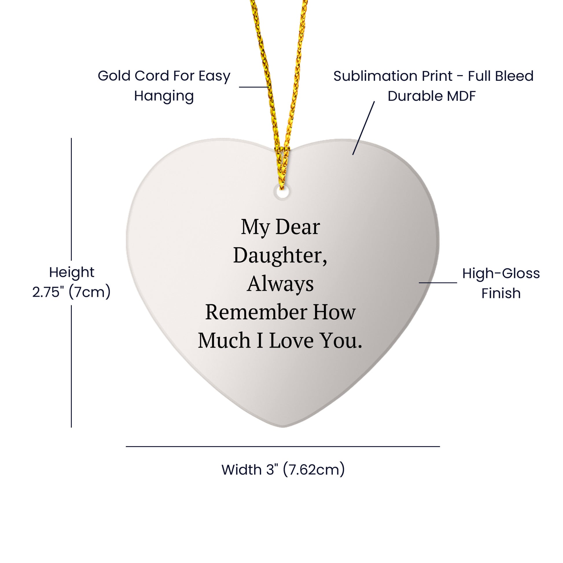 Daughter Heart Christmas Tree Ornament Always Remember How Much I Love You - Mallard Moon