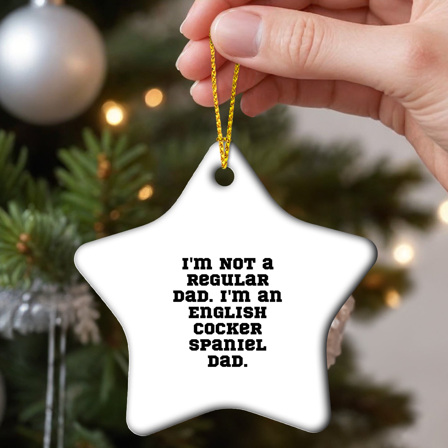 Funny English Cocker Spaniel Dog Christmas Star Ornament for Dad, Gifts from Men to Family, English Cocker Spaniel Dad Star Decoration