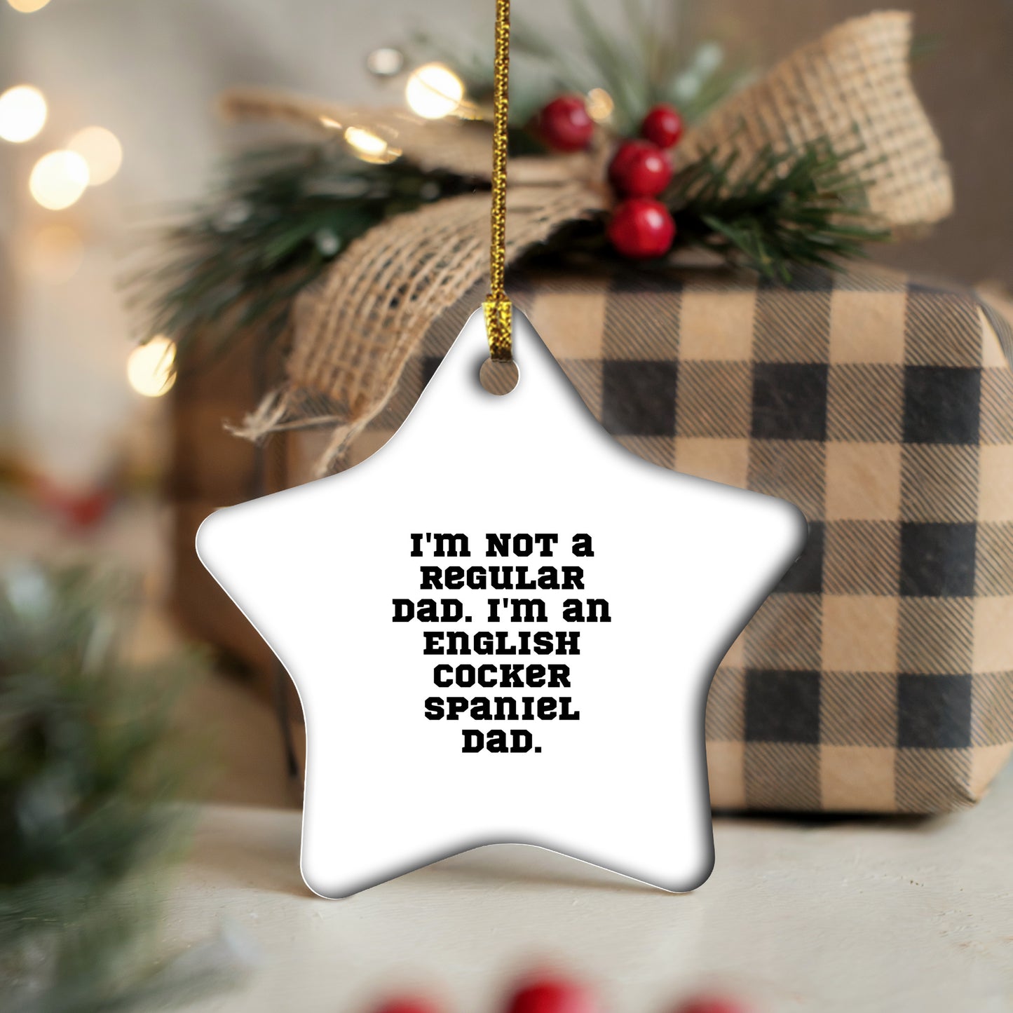 Funny English Cocker Spaniel Dog Christmas Star Ornament for Dad, Gifts from Men to Family, English Cocker Spaniel Dad Star Decoration
