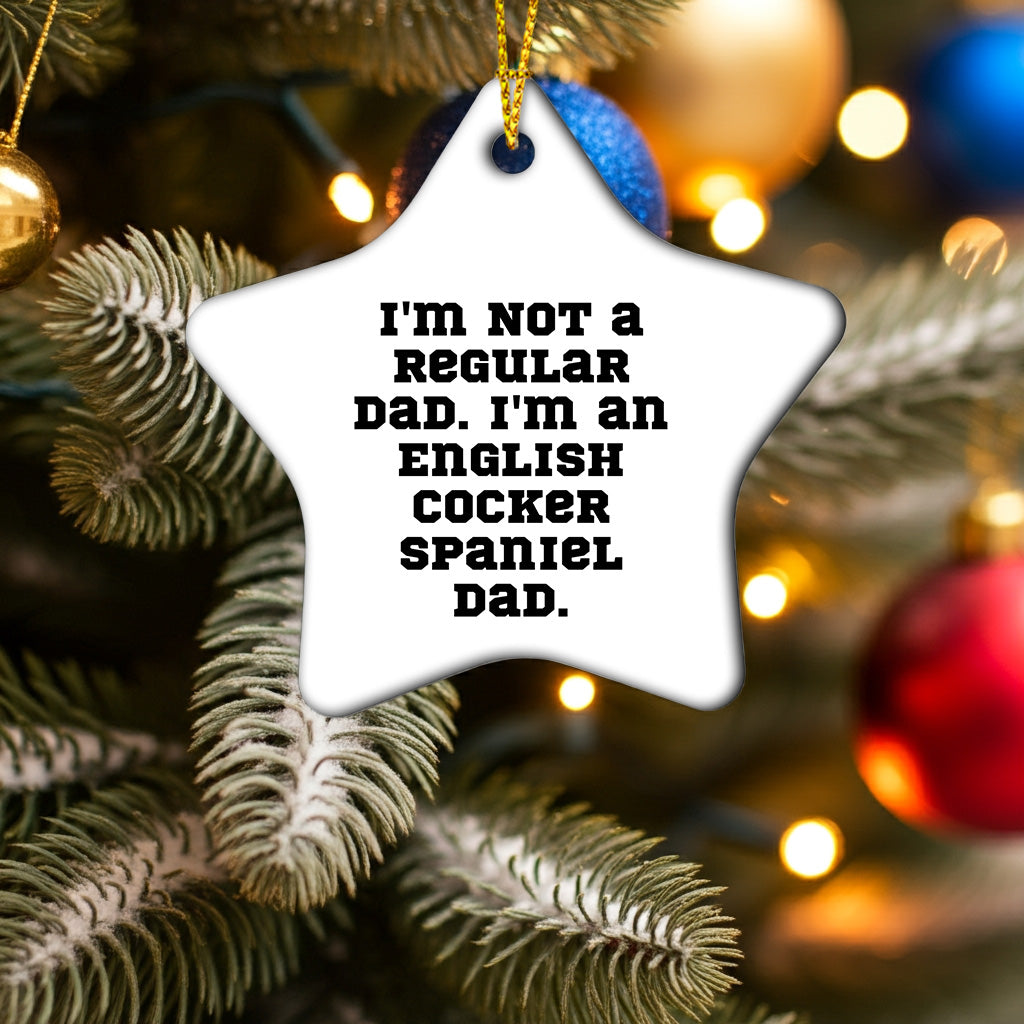 Funny English Cocker Spaniel Dog Christmas Star Ornament for Dad, Gifts from Men to Family, English Cocker Spaniel Dad Star Decoration