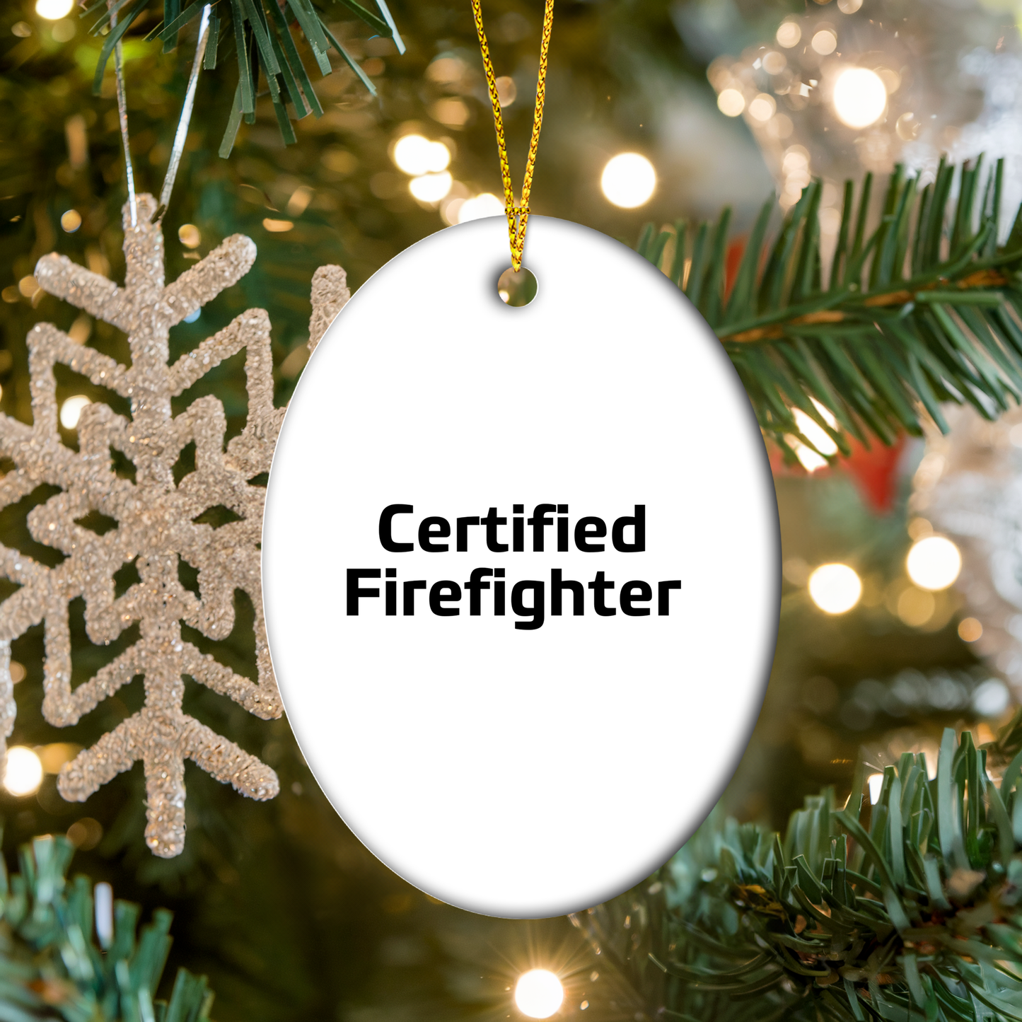 Funny Firefighter Gifts - 'Certified Firefighter' Oval Ornament for Men, Women, and Friends - Unique Christmas Unique Gifts from Family to Firefighter