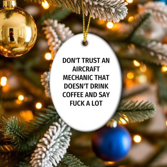 Funny Aircraft Mechanic Christmas Unique Gifts for Men Friends from Oval Ornament with Quote - Gifts for Aircraft Mechanic Friends