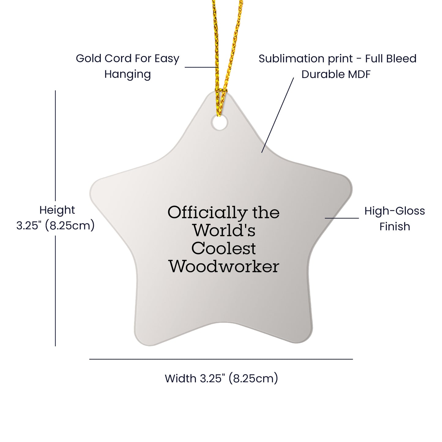 Woodworker Star Ornament, Officially The World's Coolest, Funny Quote, Gift from Friends or Family, for Men or Women, Unique Christmas Unique Gift - Mallard Moon