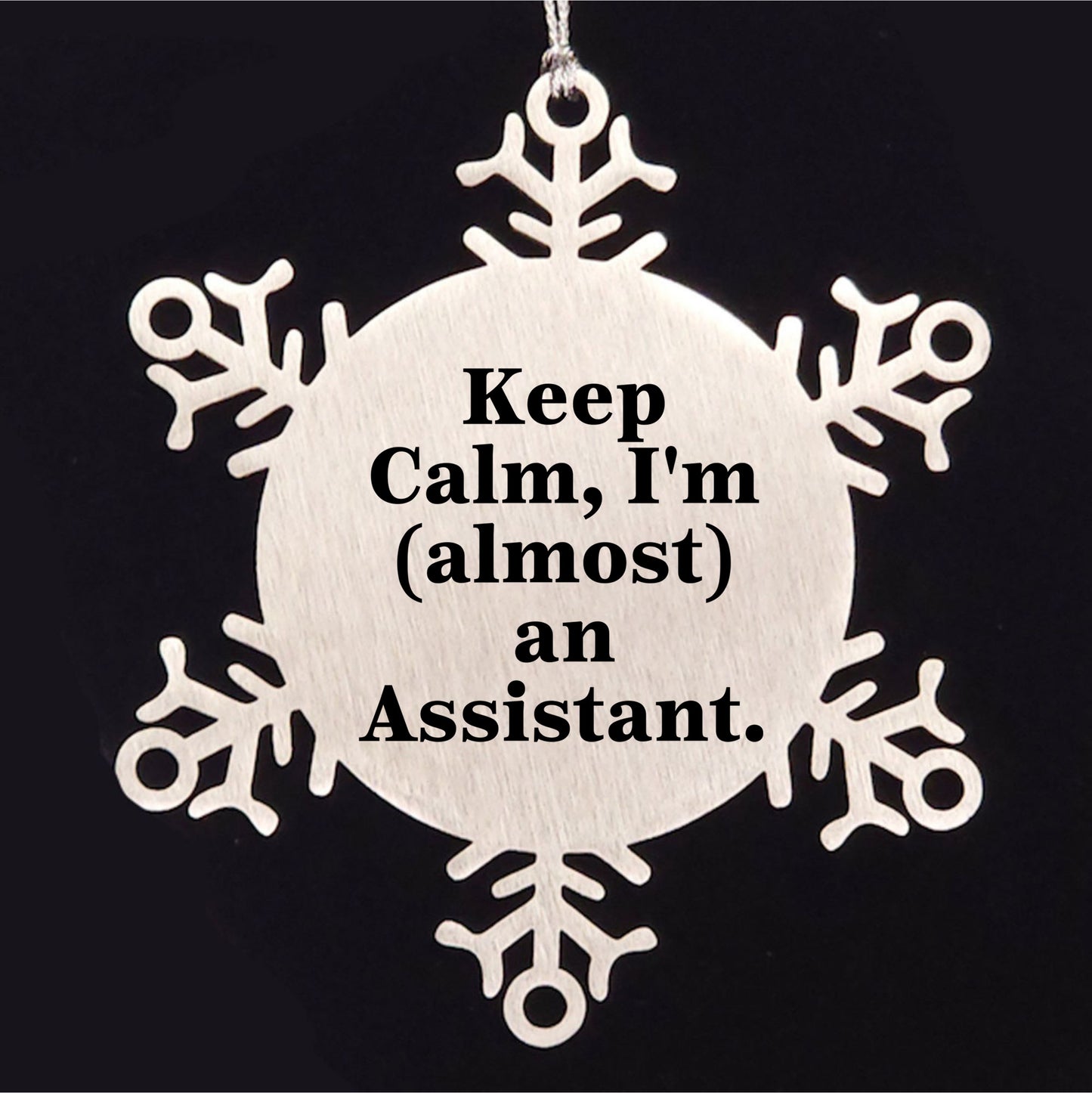 Funny Assistant Snowflake Ornament Gifts from Friends to Coworkers, Keep Calm I'm almost An Assistant - Christmas Unique Gifts for Assistant, Snowflake Ornament Lovers - Mallard Moon