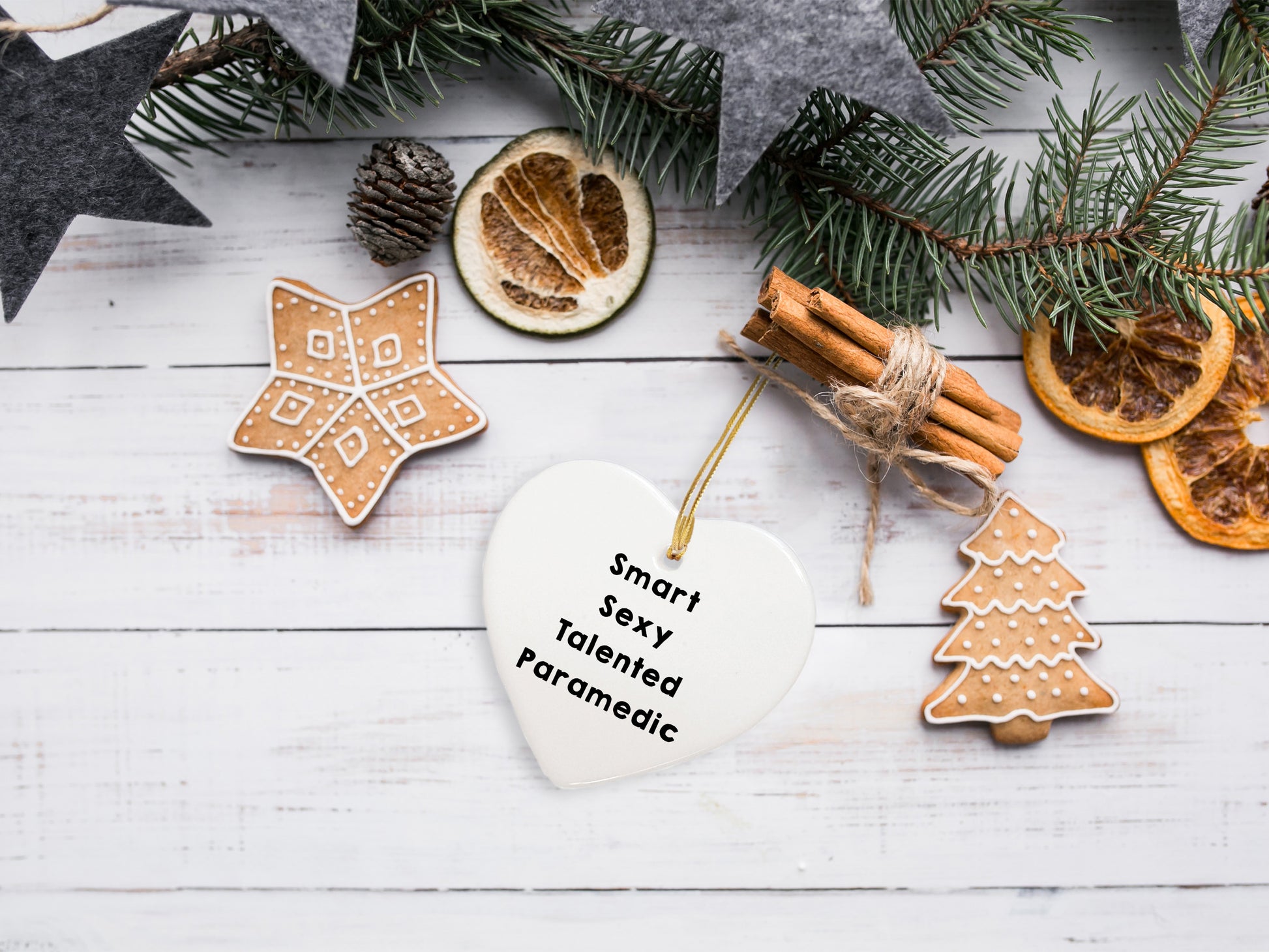 Smart Sexy Talented Paramedic Christmas Heart Ornament Gifts